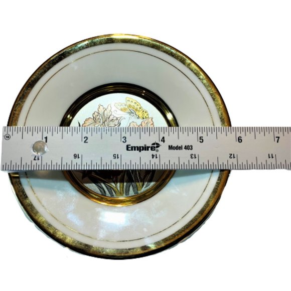 The Art of Chokin 24K Edged 6" Decorative Accent Plate Flowers & Butterfly Theme - Picture 4 of 4